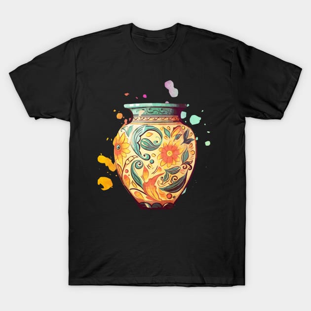 Painted Pottery Vase - Pottery Ceramic Artist T-Shirt by Anassein.os